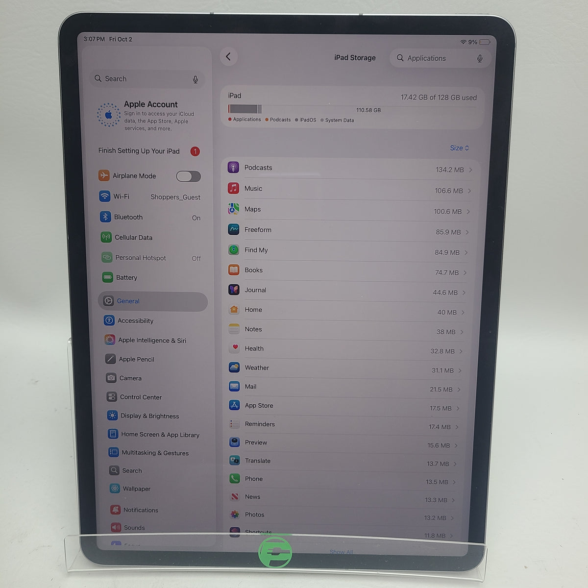 WiFi Only Apple iPad Air 13" M4 128GB Space Gray MH9D4LL/A
