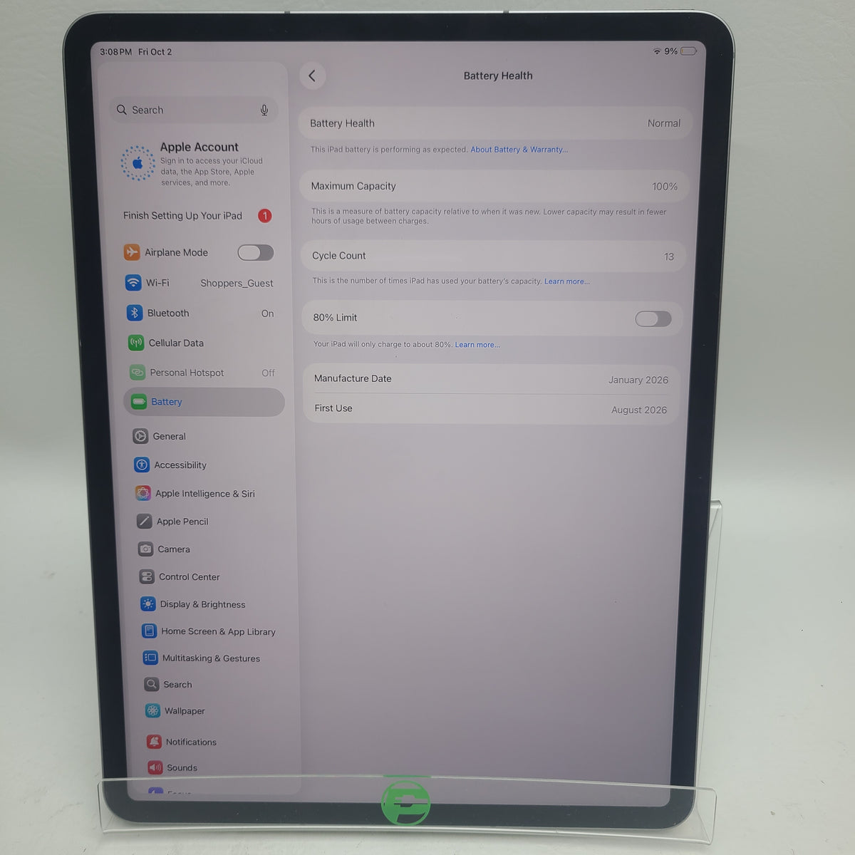 WiFi Only Apple iPad Air 13" M4 128GB Space Gray MH9D4LL/A