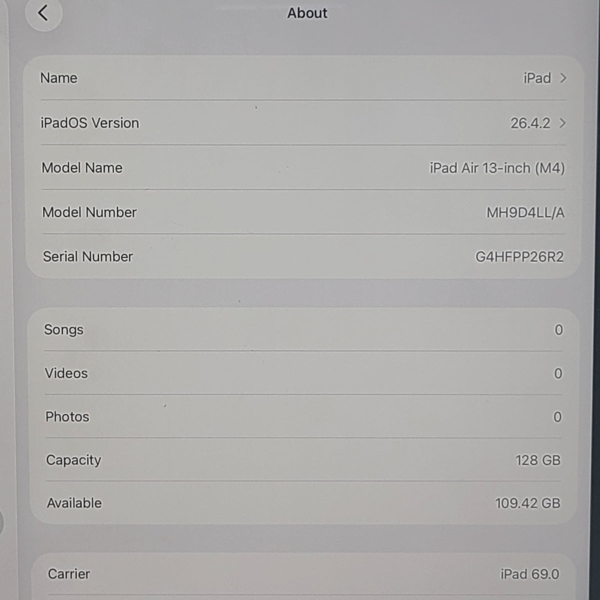 WiFi Only Apple iPad Air 13" M4 128GB Space Gray MH9D4LL/A