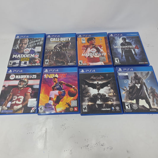 Lot of 8 Sony PlayStation 4 PS4 Games Madden 25 NBA 2K23 Batman Uncharted 4 CoD