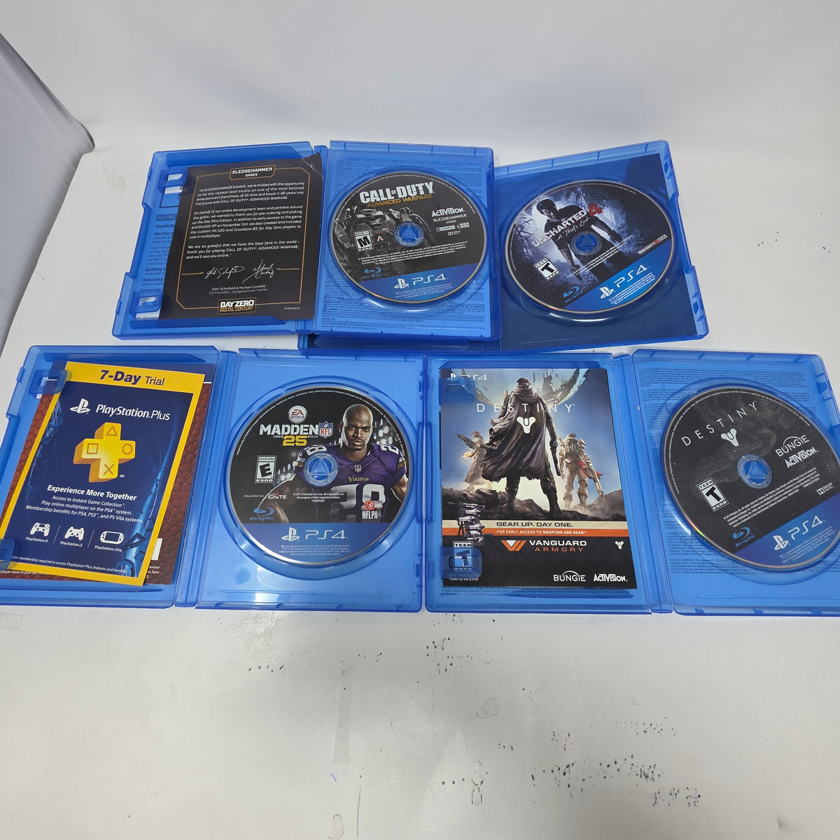 Lot of 8 Sony PlayStation 4 PS4 Games Madden 25 NBA 2K23 Batman Uncharted 4 CoD