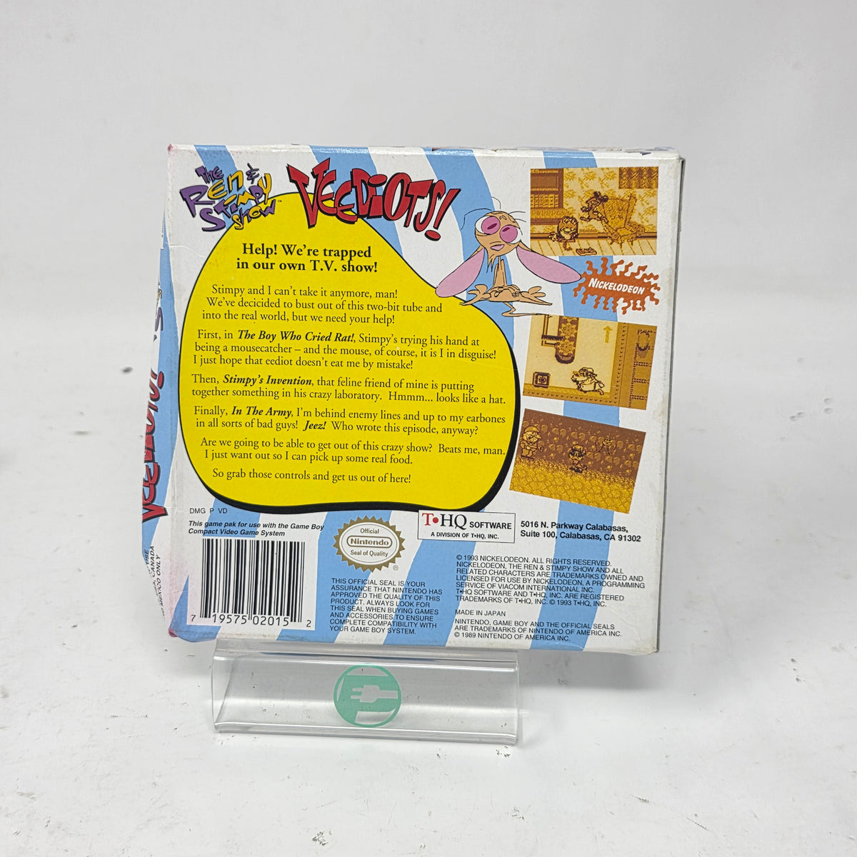 Nintendo GameBoy The Ren & Stimpy Show Veediots Box and Manual