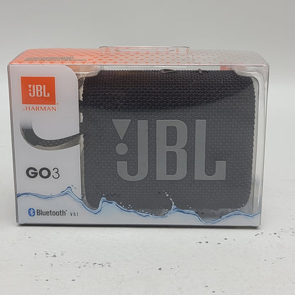 New JBL Go 3 Portable Waterproof Wireless Speaker Black JBLGO3BLKAM