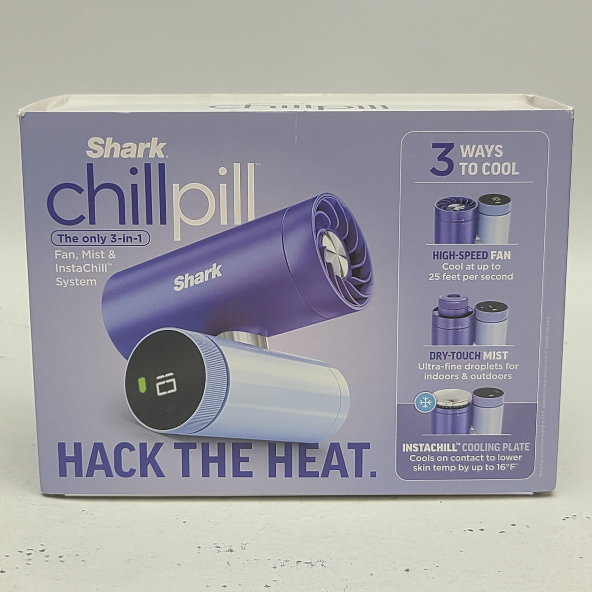 New Shark ChillPill 3-in-1 Personal Cooling System w/ Fan InstaChill Haze