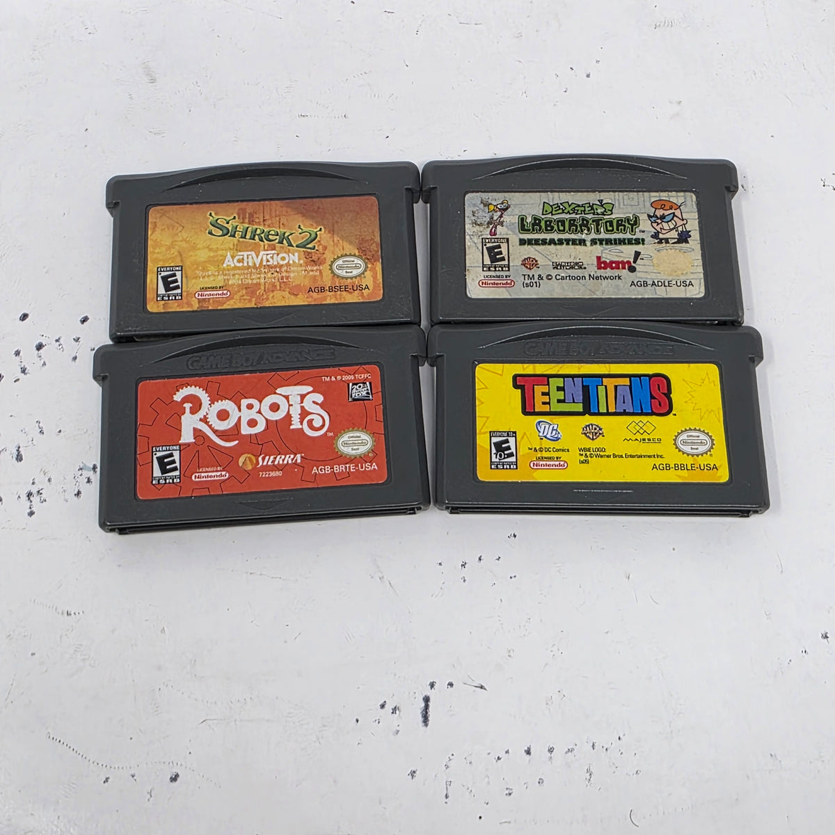 Lot of 4 Game Nintendo Boy Advance Shrek 2,Dexter's Lab:Deesaster,Robots Titans