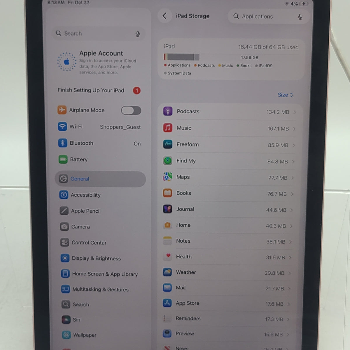 WiFi Only Apple iPad Air 4th Gen 64GB Rose Gold MYFP2LL/A