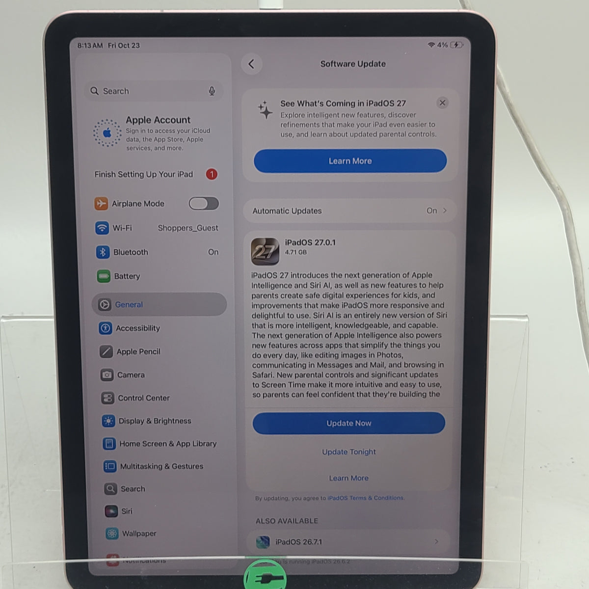 WiFi Only Apple iPad Air 4th Gen 64GB Rose Gold MYFP2LL/A