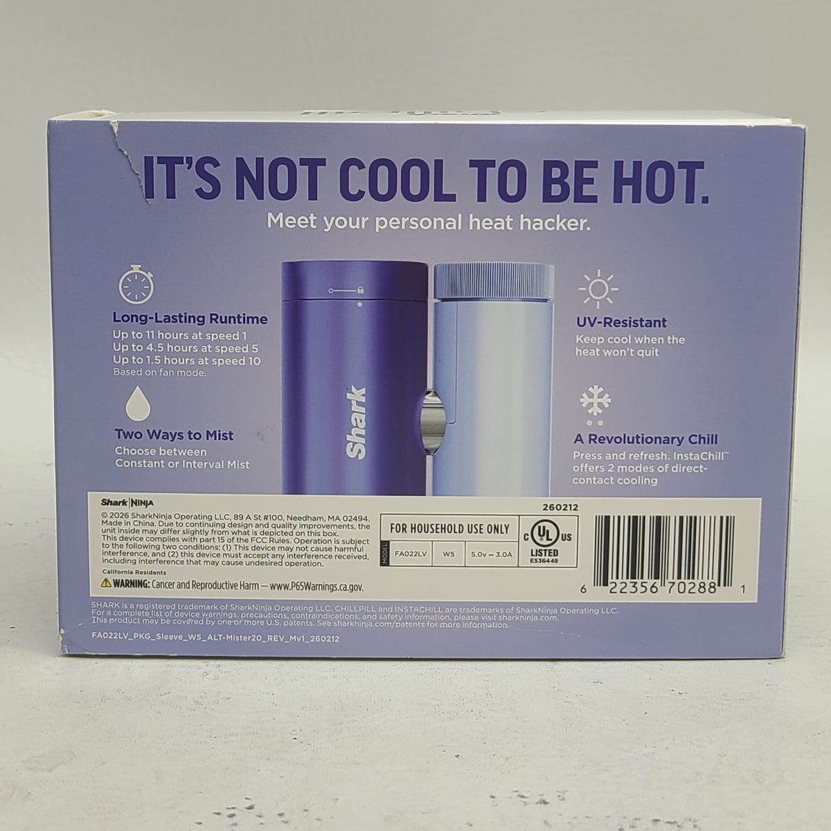 New Shark Chill Pill The Only 3-in-1 Fan, Mist & Instachill System FA022LV