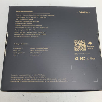 Arpha D289W Video Doorbell Deadbolt Smart Lock WiFi Keyless Fingerprint Entry