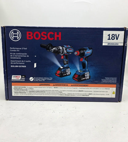 New Bosch GXL18V-227B25 18V Brushless 2-Tool Cordless Power Tool Combo Kit 