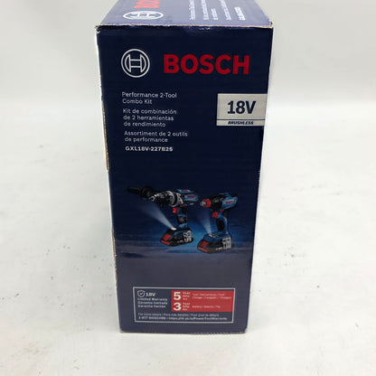 New Bosch GXL18V-227B25 18V Brushless 2-Tool Cordless Power Tool Combo Kit 