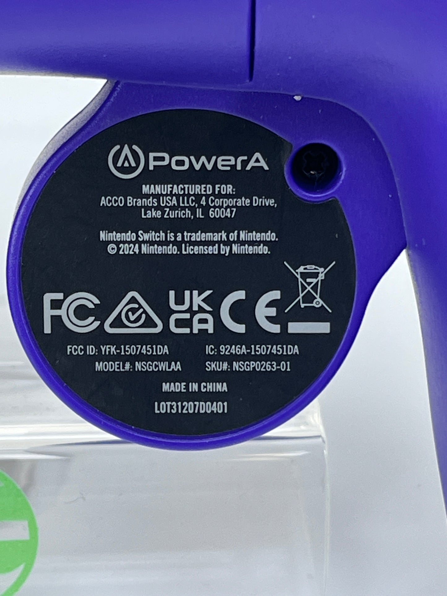 Nintendo Gamecube Original Controller DOL-003 Atomic Purple