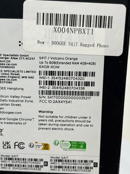 New Factory Unlocked Doogee S41T 64GB 13 Volcano Orange