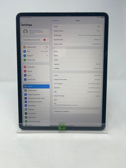 Unlocked Apple iPad Pro 12.9" 6th Gen 256GB 11.3.1 Silver A2764