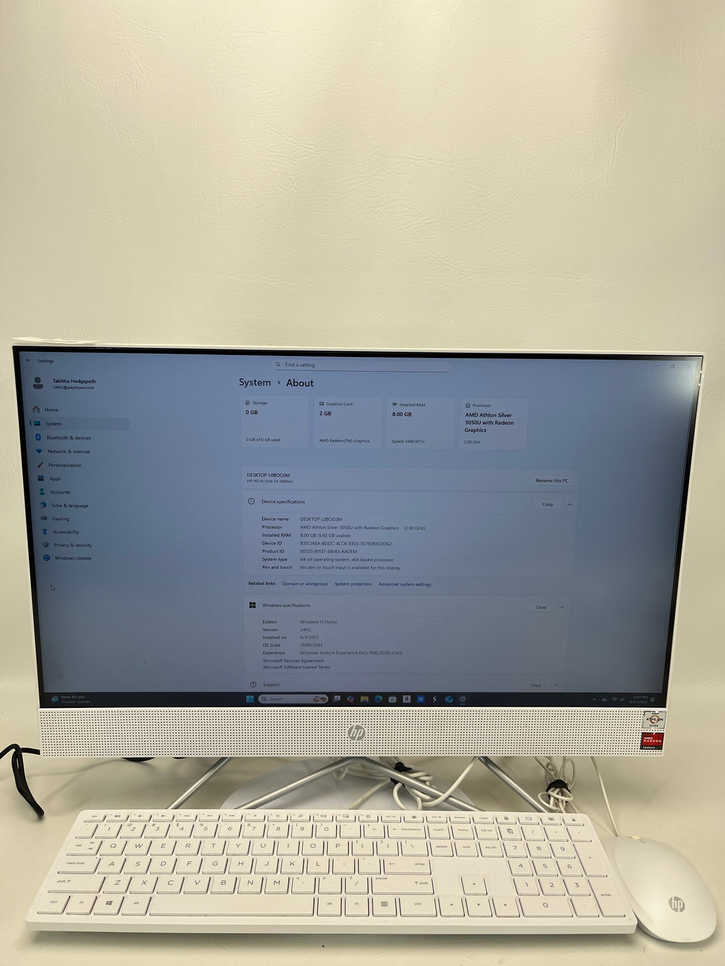 HP AIO-058TB7K TPC-0069-24 AMD ATHION SILVER 3050U 2.3 GHz 8GB RAM 256GB SSD