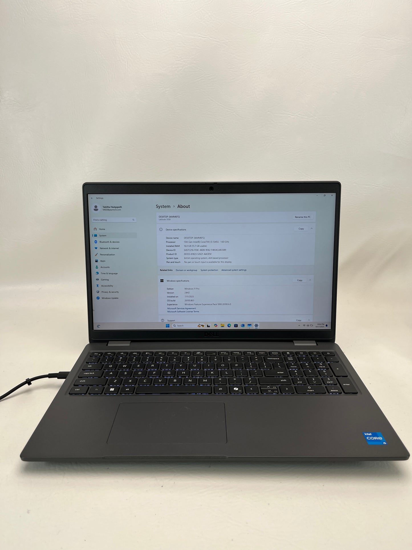 Dell LATITUDE 3550 DP96RF54 15.6" i5-1145G7 1.6GHz 8GB RAM 128GB SSD
