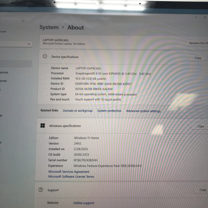Microsoft  Surface Laptop 7th Edition 2036 13.8 10-Core 3.4GHz 16GB RAM 512GB SSD