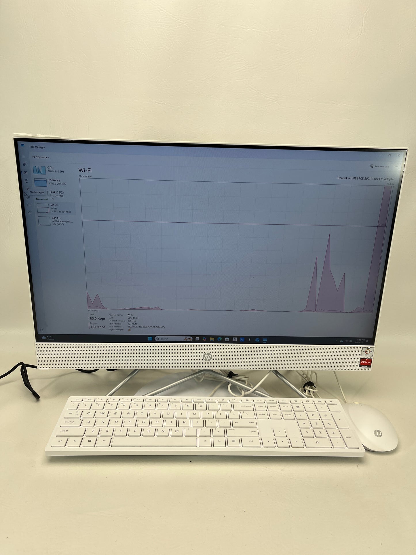 HP AIO-058TB7K TPC-0069-24 AMD ATHION SILVER 3050U 2.3 GHz 8GB RAM 256GB SSD