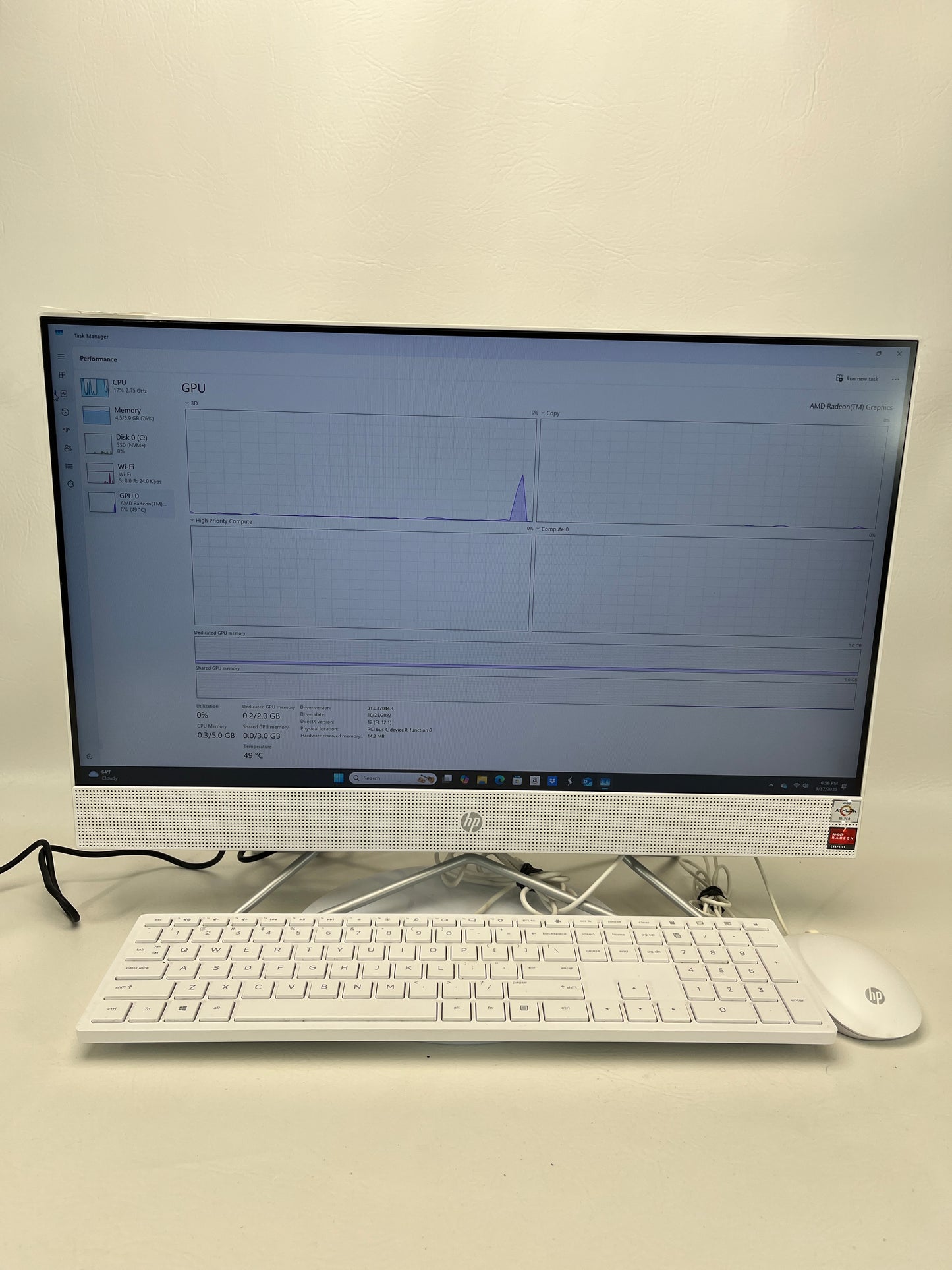 HP AIO-058TB7K TPC-0069-24 AMD ATHION SILVER 3050U 2.3 GHz 8GB RAM 256GB SSD