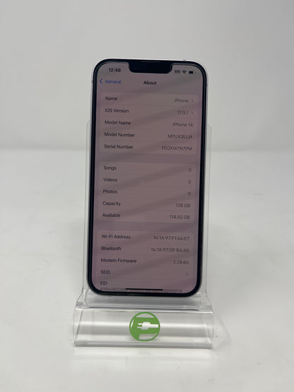 T-Mobile Apple iPhone 14 128GB PURPLE MPUX3LL/A
