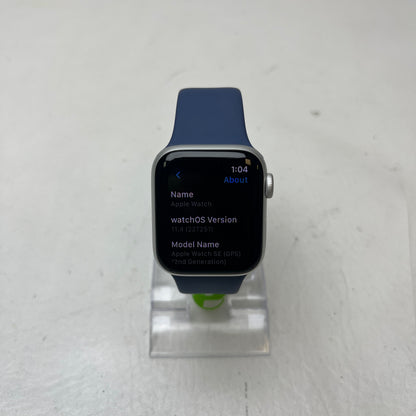 GPS Only Apple Watch SE 2nd Gen 40MM Silver Aluminum Abyss Blue Sport Band A2722