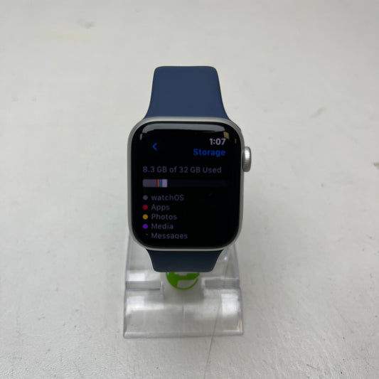 GPS Only Apple Watch SE 2nd Gen 40MM Silver Aluminum Abyss Blue Sport Band A2722