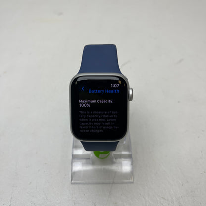 GPS Only Apple Watch SE 2nd Gen 40MM Silver Aluminum Abyss Blue Sport Band A2722