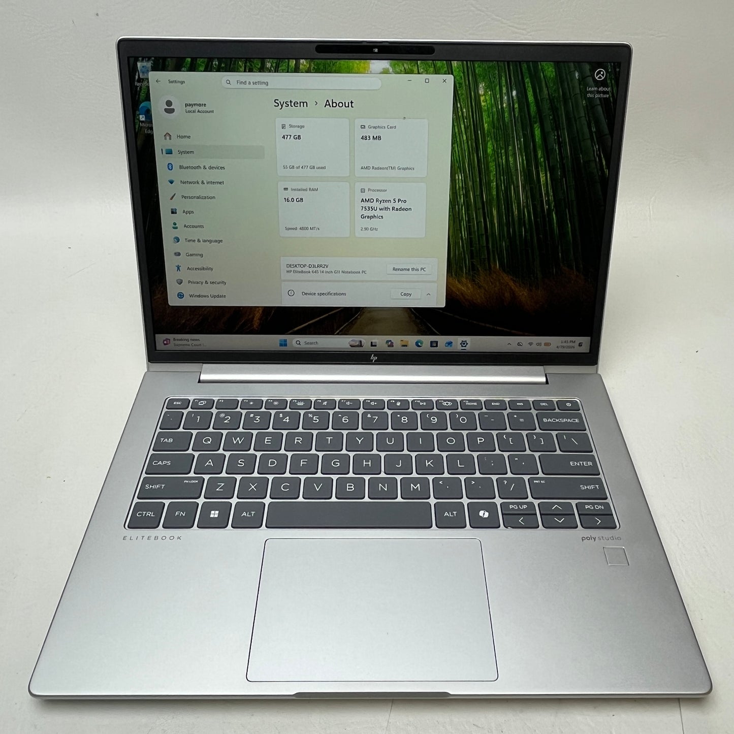 BIOS Locked HP EliteBook 645 G11 Ryzen 5 pro 7535u w/ Radeon Graphics 16GB RAM 512GB