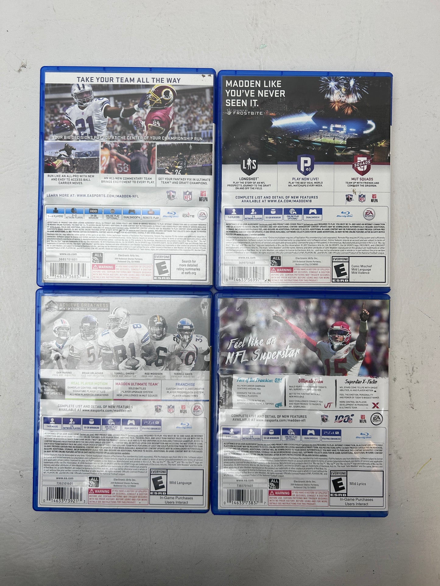 Lot of 4 Games Sony PlayStation 4 PS4 Madden NFL 17,18,19,20