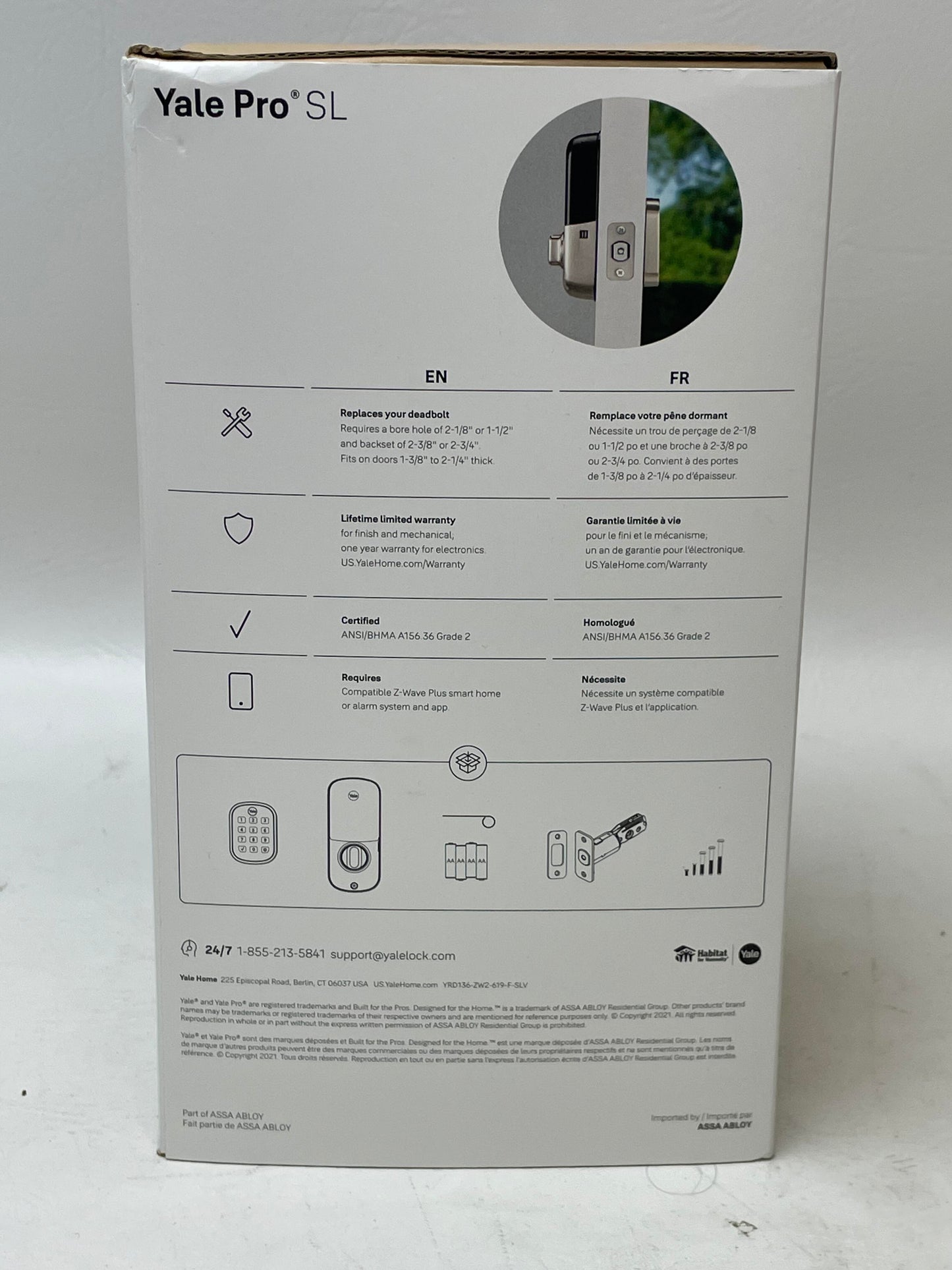 New Yale YRD136-ZW2-619 Pushbutton Deadbolt Z-Wave Lock- Satin Nickel