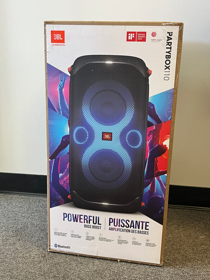 New JBL PartyBox 110 Portable Speaker System Black JBLPARTYBOX110AM