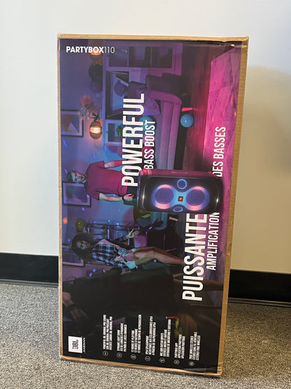 New JBL PartyBox 110 Portable Speaker System Black JBLPARTYBOX110AM