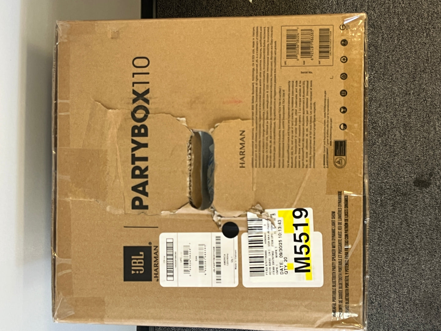 New JBL PartyBox 110 Portable Speaker System Black JBLPARTYBOX110AM