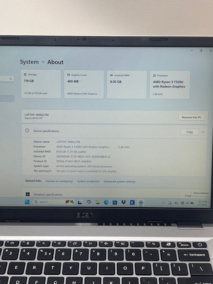Acer Aspire go 14 AG14-21P 14" Ryzen 3 7320U 2.4GHz 8GB RAM 128GB SSD