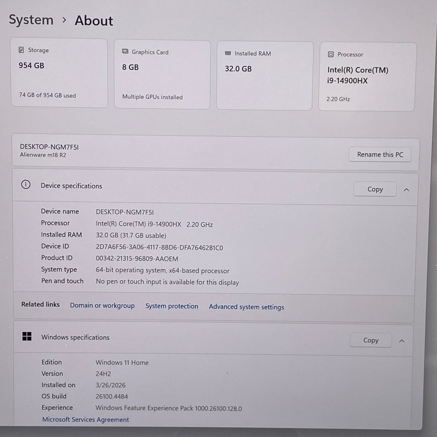 Alienware M18 R1 P51E i9 2.2GHz 32GB RAM 1TB SSD GeForce RTX 4070