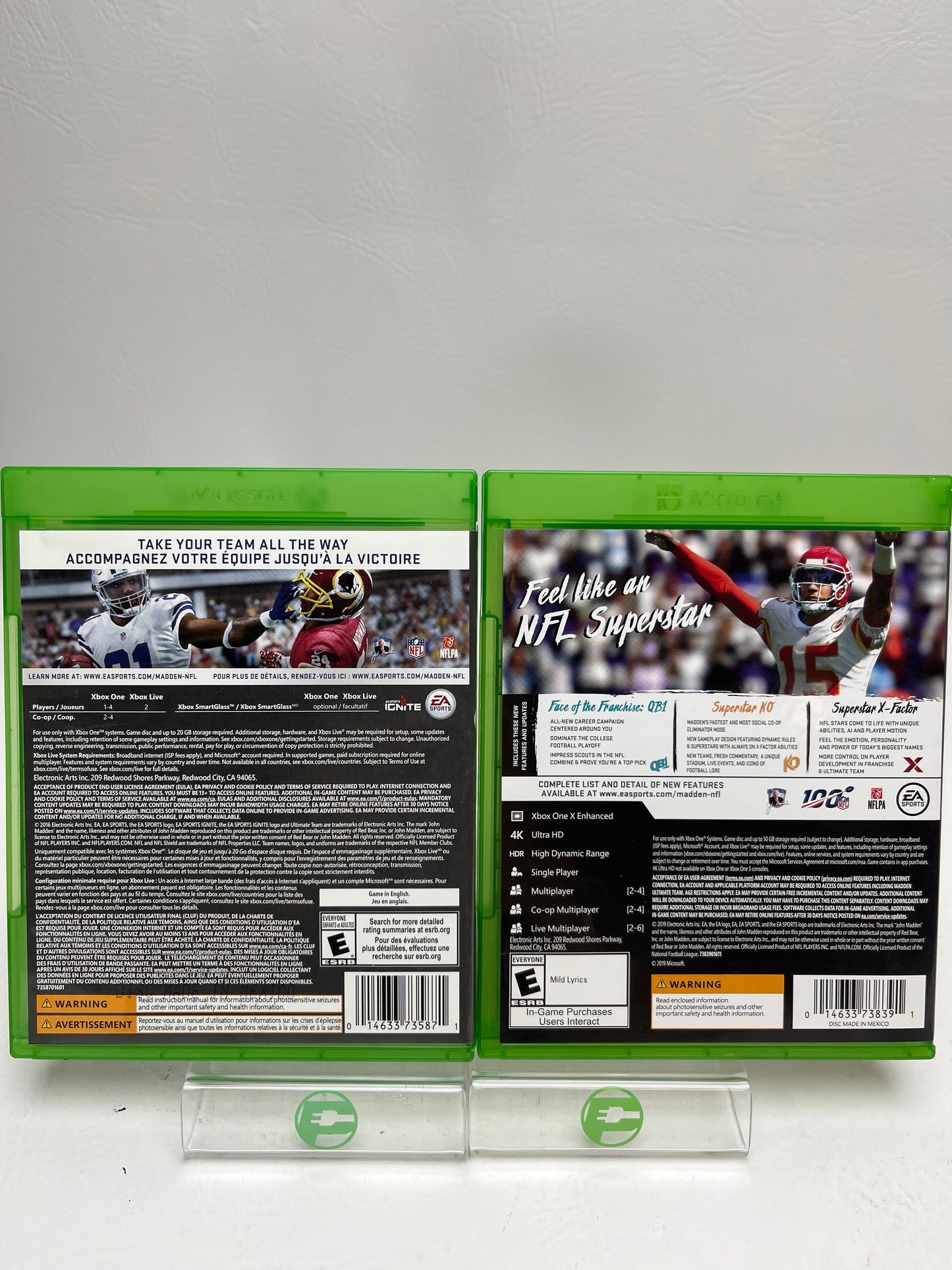 Lot of 2 Games Microsoft Xbox One Madden NFL 17,Madden NFL 20
