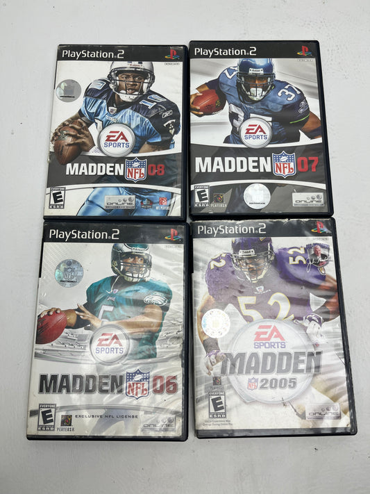 Lot of 4 Games Sony PlayStation 2 PS2 Madden NFL 2005,Madden NFL 06,07,08