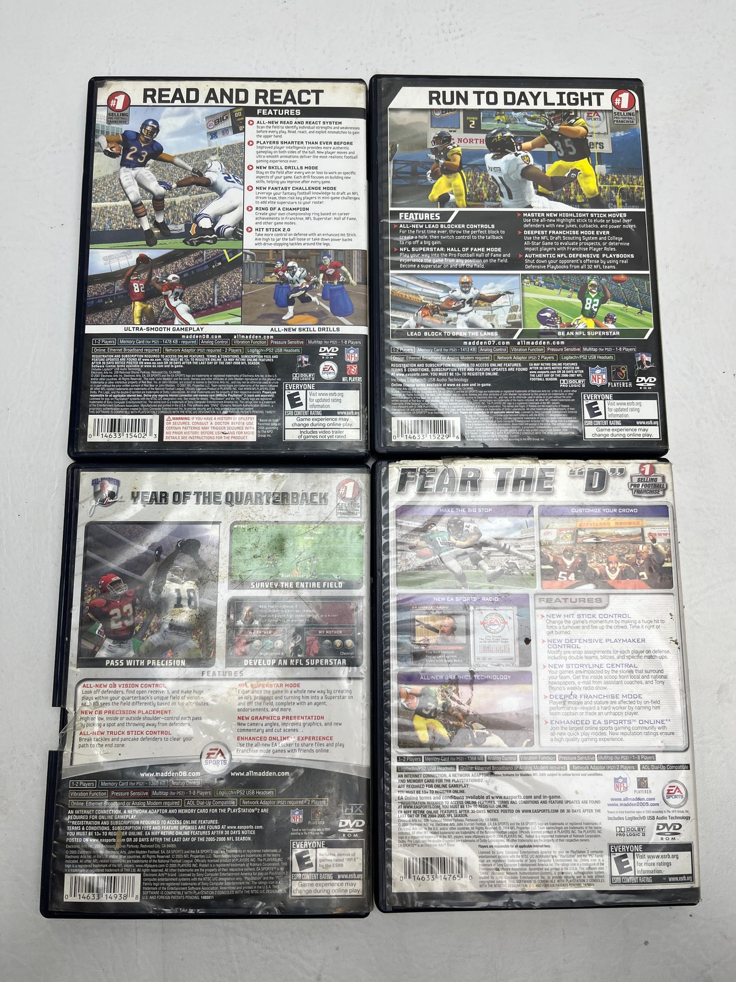 Lot of 4 Games Sony PlayStation 2 PS2 Madden NFL 2005,Madden NFL 06,07,08