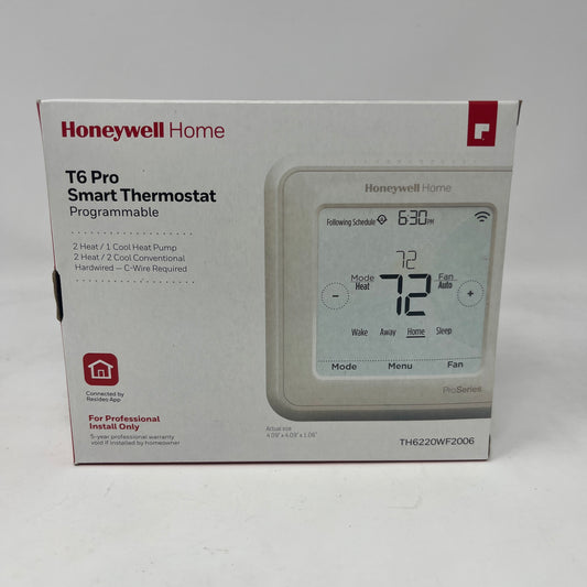 New Honeywell T6 Pro Wi-Fi Programmable Thermostat TH6220WF2006/U