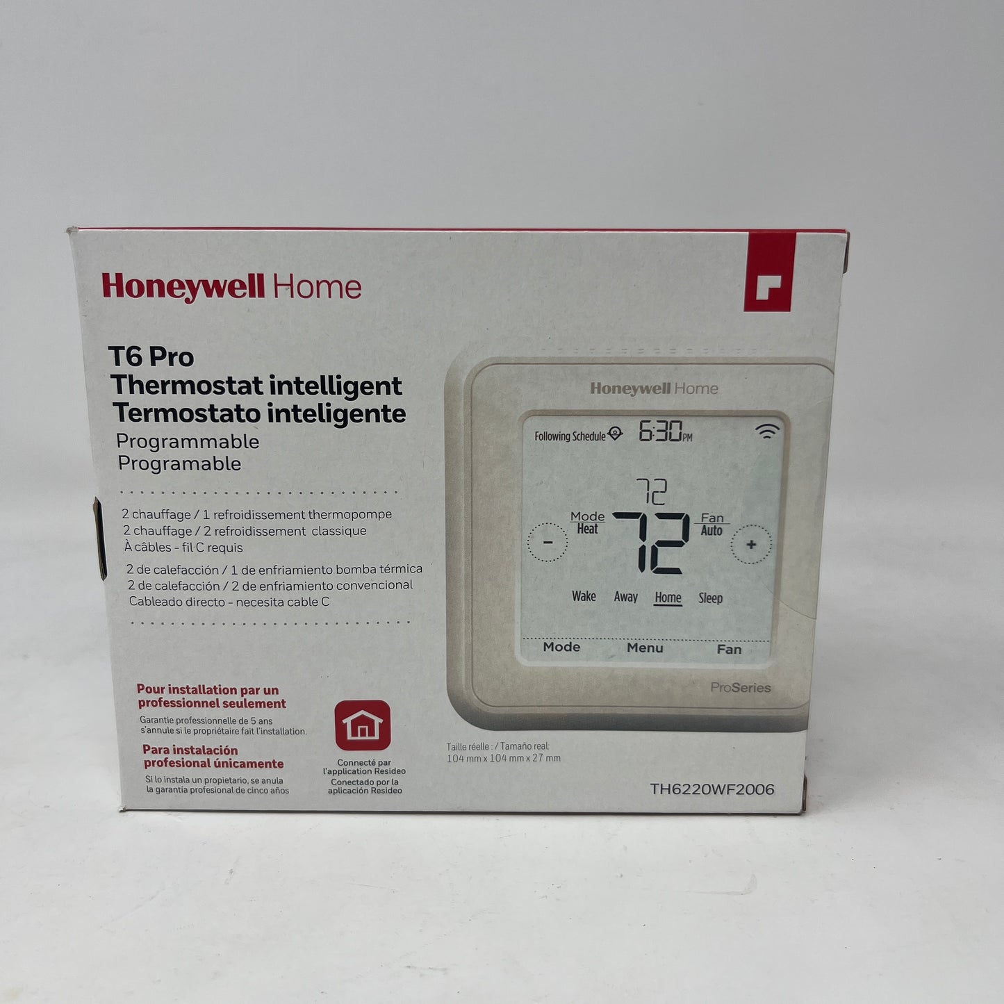 New Honeywell T6 Pro Wi-Fi Programmable Thermostat TH6220WF2006/U