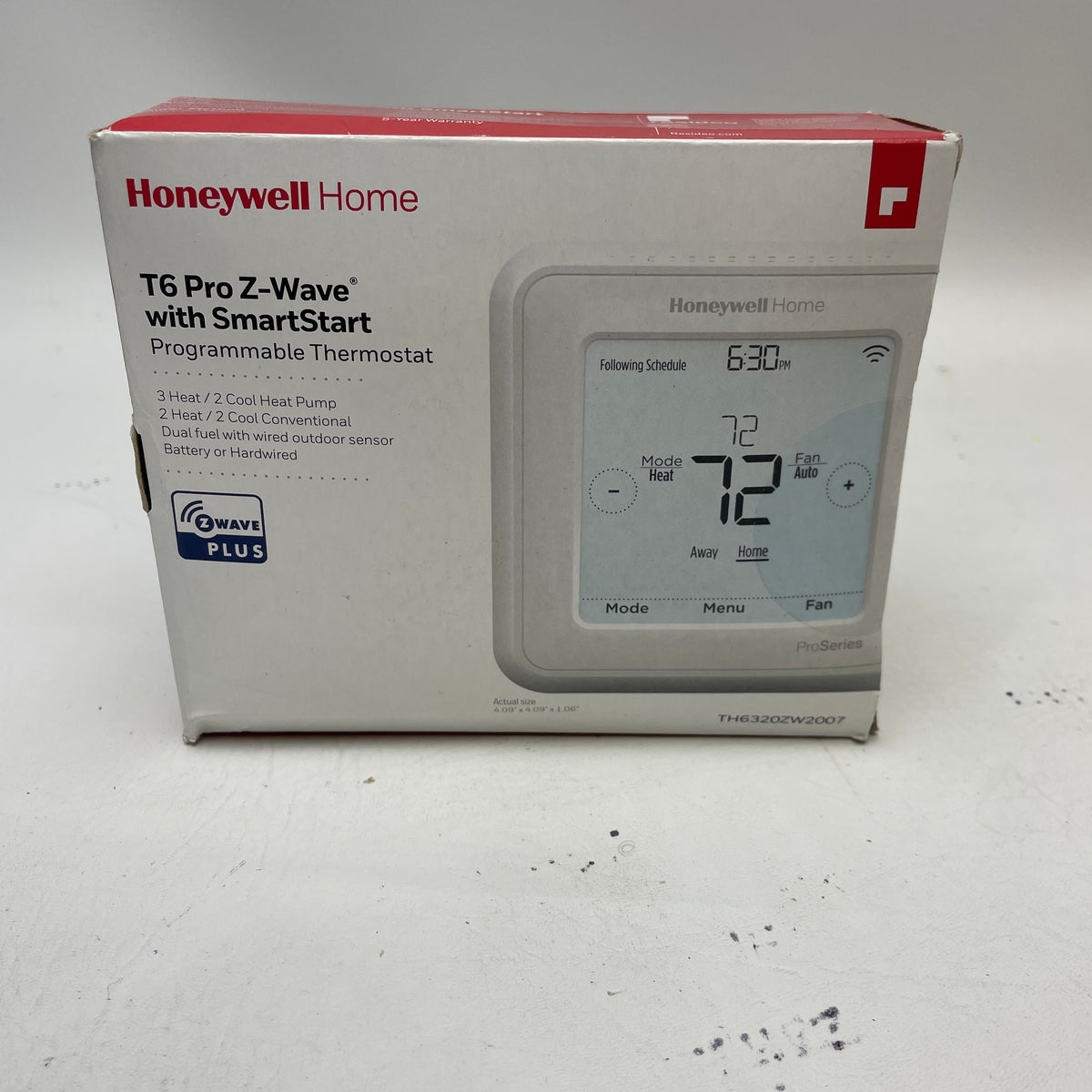 New Honeywell T6 Pro Z-Wave Plus with SmartStart Thermostat TH6320ZW2007