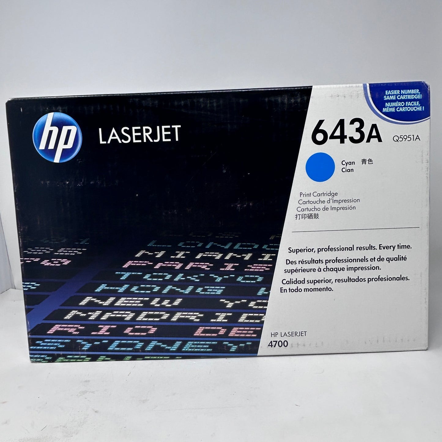 New HP LaserJet 643A Toner Cartridge Cyan Q5951A