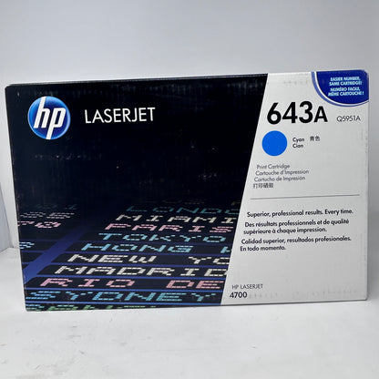 New HP LaserJet 643A Toner Cartridge Cyan Q5951A