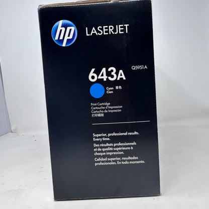 New HP LaserJet 643A Toner Cartridge Cyan Q5951A