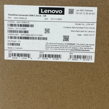 New Lenovo Thinkpad Universal USB-C Dock Docking Station 40AY0090US