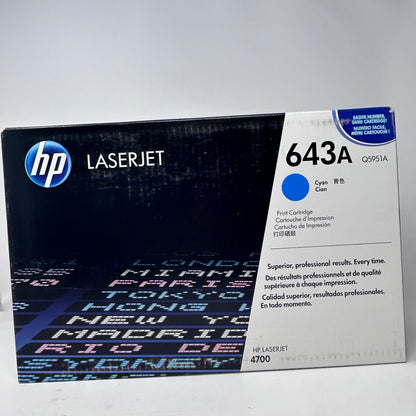 New HP LaserJet 643A Toner Cartridge Cyan Q5951A