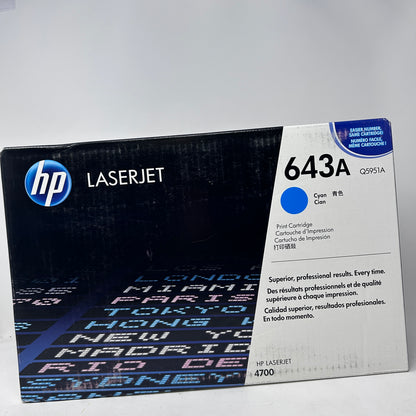New HP LaserJet 643A Toner Cartridge Cyan Q5951A