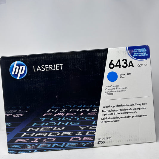New HP LaserJet 643A Toner Cartridge Cyan Q5951A