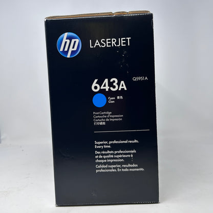 New HP LaserJet 643A Toner Cartridge Cyan Q5951A