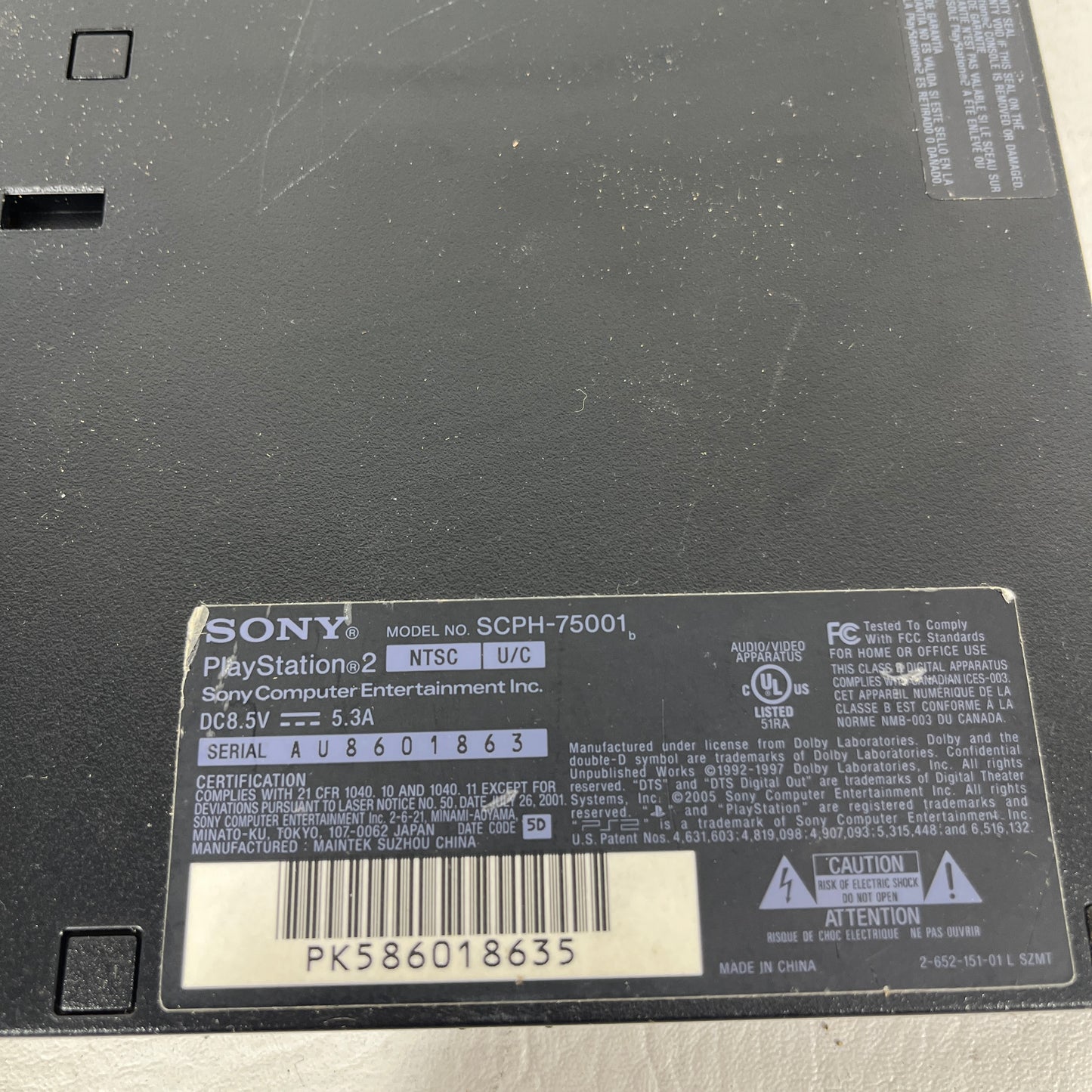 Sony PlayStation 2 Slim PS2 Black Console Gaming System SCPH-75001